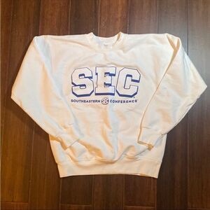 Hanes White Crewneck Sweatshirt with Blue SEC Logo